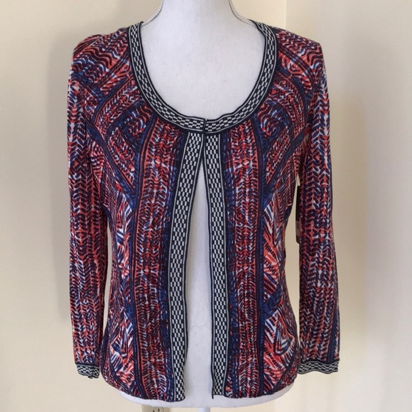 NWT! Nic+Zoe small Red/Navy open cardigan